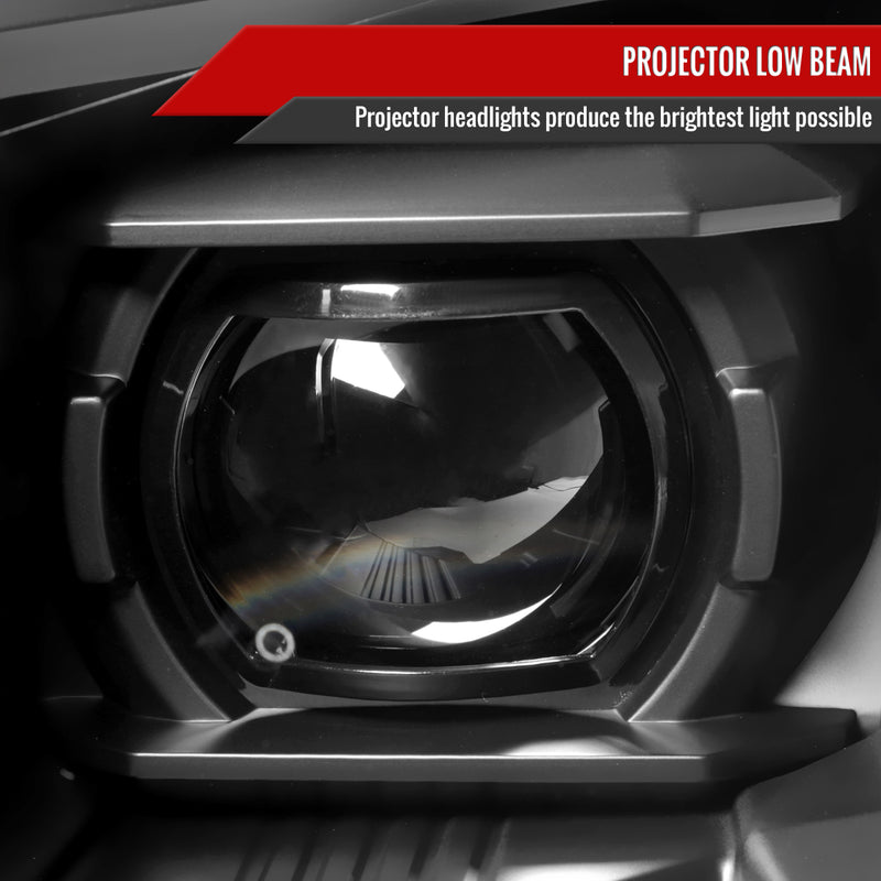 Spec-D 10-16 Cadillac Srx Drl Led Bar Full Led Projector Headlights Matte Black Housing Clear Lens Amber Reflector Sequential Turn Signal And Breathing Light Effect 2LHE-SRX10JM-SQ-RS