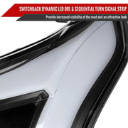 Spec-D 10-16 Cadillac Srx Drl Led Bar Full Led Projector Headlights Matte Black Housing Clear Lens Amber Reflector Sequential Turn Signal And Breathing Light Effect 2LHE-SRX10JM-SQ-RS