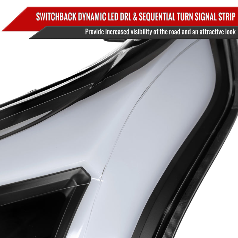 Spec-D 10-16 Cadillac Srx Drl Led Bar Full Led Projector Headlights Matte Black Housing Clear Lens Amber Reflector Sequential Turn Signal And Breathing Light Effect 2LHE-SRX10JM-SQ-RS