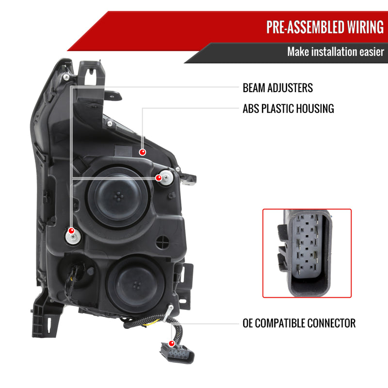 Spec-D 10-16 Cadillac Srx Drl Led Bar Full Led Projector Headlights Matte Black Housing Clear Lens Amber Reflector Sequential Turn Signal And Breathing Light Effect 2LHE-SRX10JM-SQ-RS