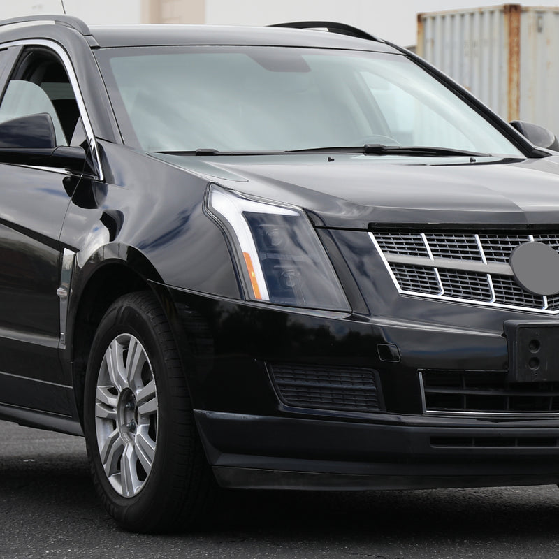 Spec-D 10-16 Cadillac Srx Drl Led Bar Full Led Projector Headlights Matte Black Housing Clear Lens Amber Reflector Sequential Turn Signal And Breathing Light Effect 2LHE-SRX10JM-SQ-RS