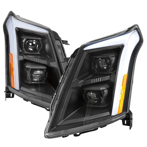 Spec-D 10-16 Cadillac Srx Drl Led Bar Full Led Projector Headlights Matte Black Housing Clear Lens Amber Reflector Sequential Turn Signal And Breathing Light Effect 2LHE-SRX10JM-SQ-RS