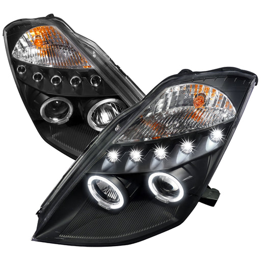 Spec-D 03-05 Nissan  350Z Projector Headlights Black Housing  2LHP-350Z03JM-TM