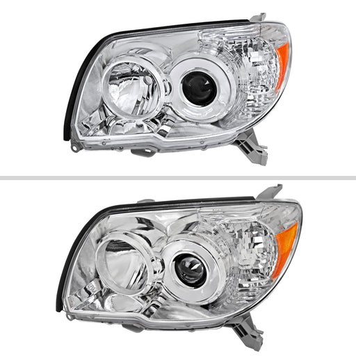 Spec-D 06-09 Toyota 4Runner Headlights Chrome Housing Clear Lens With Amber Reflector - No Bulbs Included 2LHP-4RUN06-GO