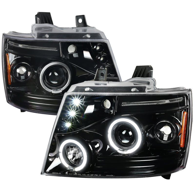 Spec-D 07-13 Chevrolet Avalanche Projector Headlight Glossy Black 2LHP-AVA07BK-TM