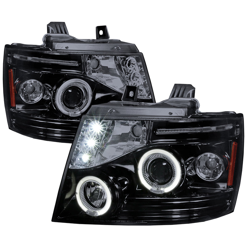 Spec-D 07-13 Chevrolet  Avalanche  Halo Projector Headlight Gloss Black Housing Smoke Lens  2LHP-AVA07G-TM