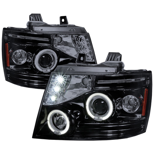 Spec-D 07-13 Chevrolet  Avalanche  Halo Projector Headlight Gloss Black Housing Smoke Lens  2LHP-AVA07G-TM