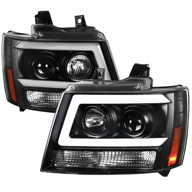 Spec-D 07-13 Chevrolet Avalance C Bar Projector Headlight Black 2LHP-AVA07JM-RS