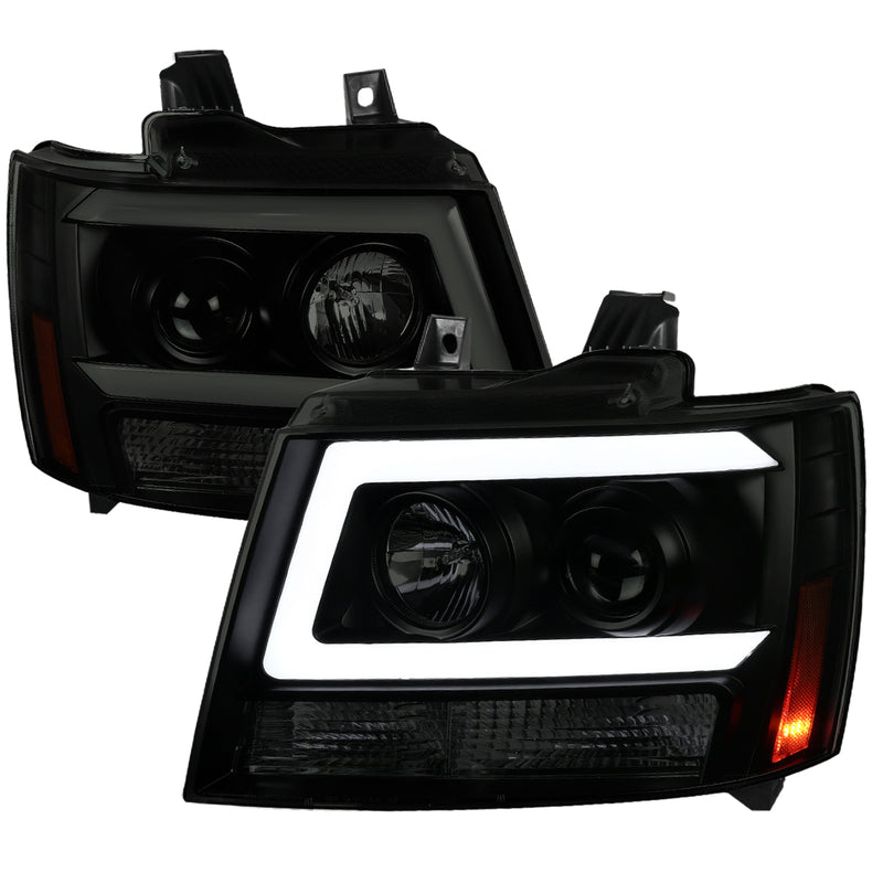 Spec-D 07-13 Chevrolet Avalance C Bar Projector Headlight Black Housing Smoke Lens 2LHP-AVA07SM-RS
