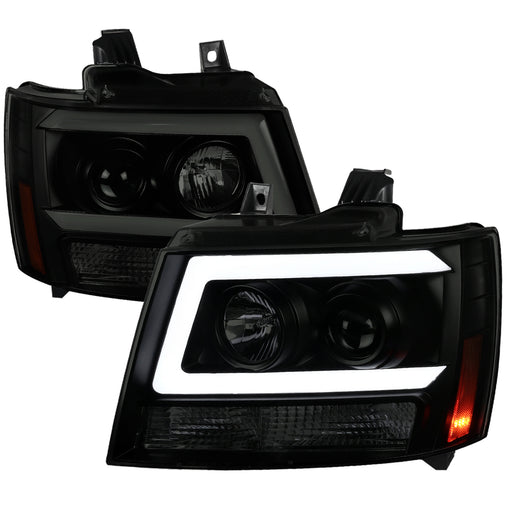 Spec-D 07-13 Chevrolet Avalance C Bar Projector Headlight Black Housing Smoke Lens 2LHP-AVA07SM-RS