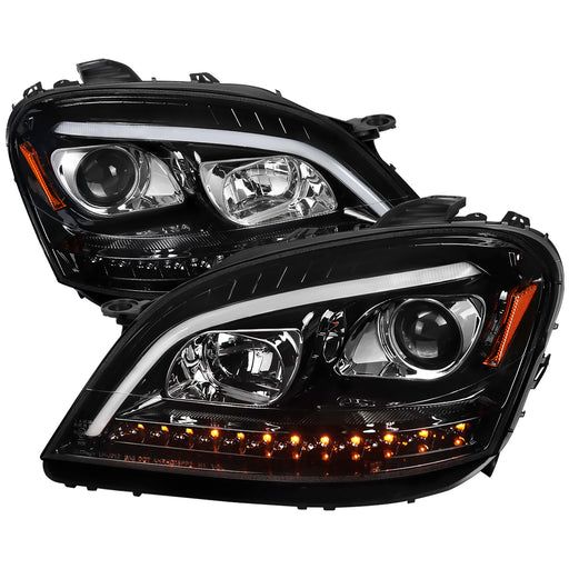 Spec-D 06-08 Mercedes Ml W164 Projector Headlights Sequential Led Turn Signal-Full Glossy Black Housing With Clear Lens 2LHP-BW16406BK-TM