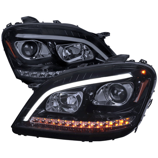 Spec-D 06-08 Mercedes Ml W164 Projector Headlights Sequential Led Turn Signal-Glossy Black With Smoke Lens 2LHP-BW16406G-TM