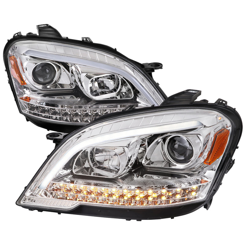 Spec-D 09-11 Mercedes Benz Ml W164 Projector Headlights With Sequential Led Turn Signal Chrome Housing And Clear Lens - Halogen Bulbs Included - Us Spec Vehicles Only 2LHP-BW16409-TM