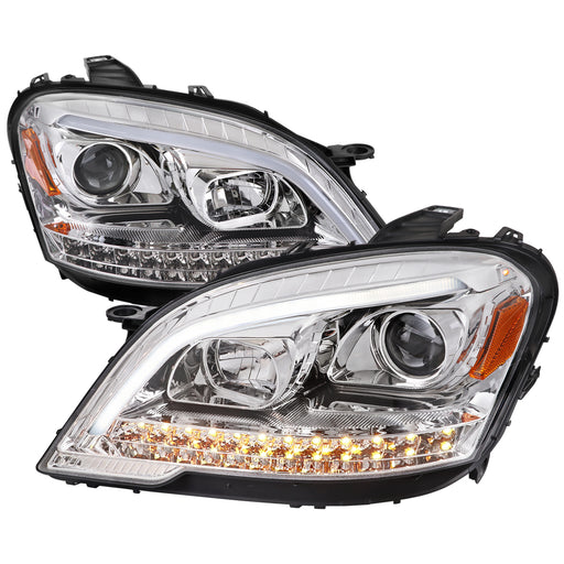 Spec-D 09-11 Mercedes Benz Ml W164 Projector Headlights With Sequential Led Turn Signal Chrome Housing And Clear Lens - Halogen Bulbs Included - Us Spec Vehicles Only 2LHP-BW16409-TM