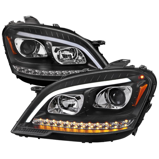 Spec-D 09-11 Mercedes Benz Ml W164 Projector Headlights With Sequential Led Turn Signal Matte Black Housing And Smoked Lens - Halogen Bulbs Included - Us Spec Vehicles Only 2LHP-BW16409JM-TM
