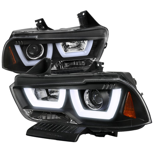 Spec-D 11-14 Dodge Charger Projector Headlights Black Housing With Led 2LHP-CHG11JM-TM