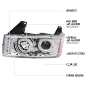 Spec-D 04-12 Chevrolet Colorado Halo Led Projector Chrome 2LHP-COL04H-TM