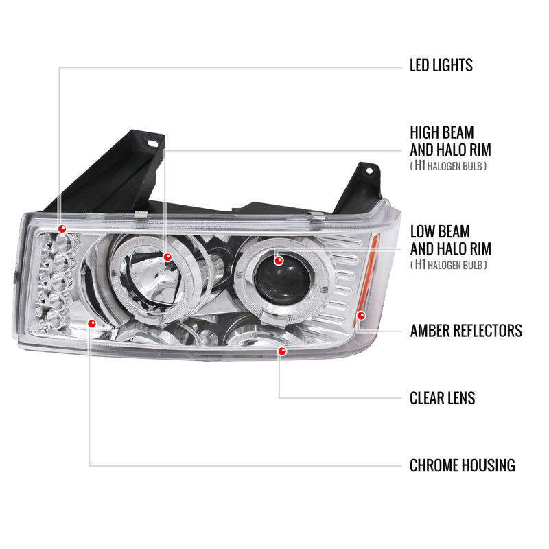 Spec-D 04-12 Gmc Canyon Halo Led Projector Chrome 2LHP-COL04H-TM