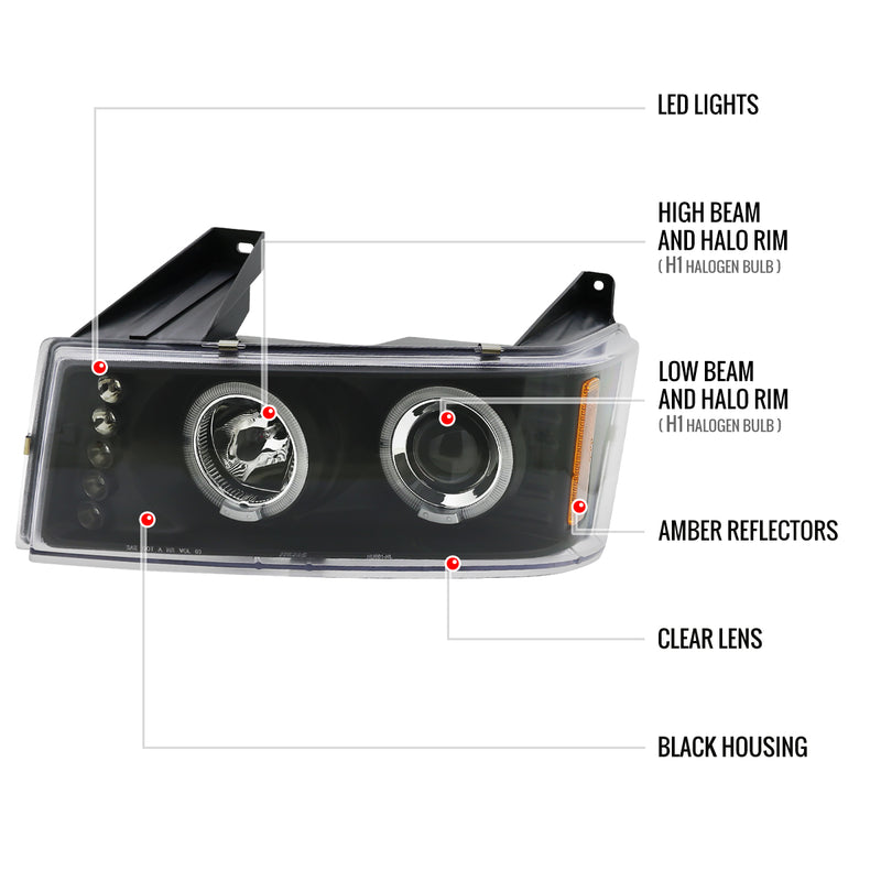 Spec-D 04-12 Chevrolet Colorado Halo Led Projector Black 2LHP-COL04HJM-TM