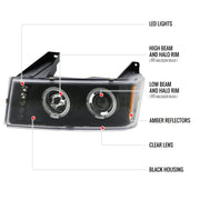 Spec-D 04-12 Gmc Canyon Halo Led Projector Black 2LHP-COL04HJM-TM