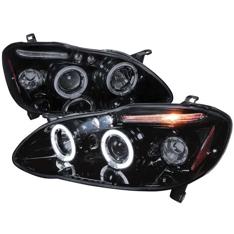 Spec-D 03-08 Toyota  Corolla  Halo Projector Headlight Gloss Black Housing Smoke Lens  2LHP-COR03G-TM