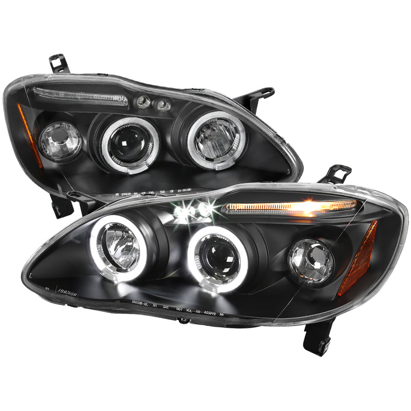 Spec-D 03-08 Toyota Corolla Halo Led Projector Black 2LHP-COR03JM-TM