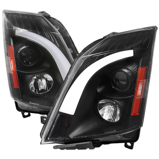 Spec-D 08-14 Cadillac Cts Led Bar Projector Headlight Matte Black Housing Clear Lens - Switchback Led Light Bar - Led Sequential Signal - H1 High Beam & H1 Low Beam               2LHP-CTS08JM-G3-RS