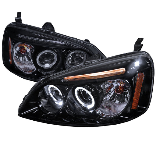 Spec-D 01-03 Honda  Civic  Smoked Lens Gloss Black Housing Projector Headlights 2LHP-CV01G-TM