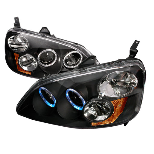 Spec-D 01-03 Honda Civic Halo Projector Headlights Black 2LHP-CV01JM-KS