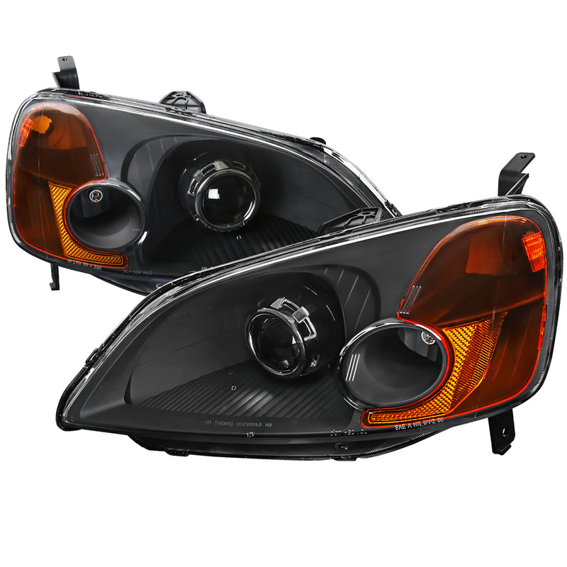 Spec-D 01-03 Honda Civic Projector Headlights - Black  2LHP-CV01JM-RS