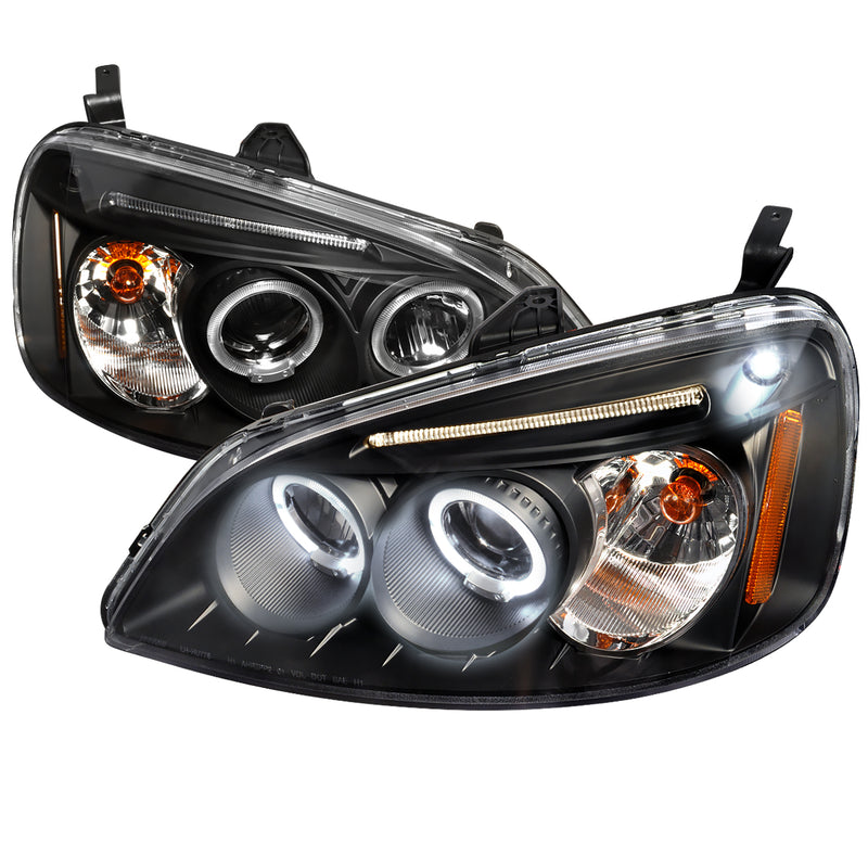 Spec-D 01-03 Honda Civic Halo Led Projector Black 2LHP-CV01JM-TM