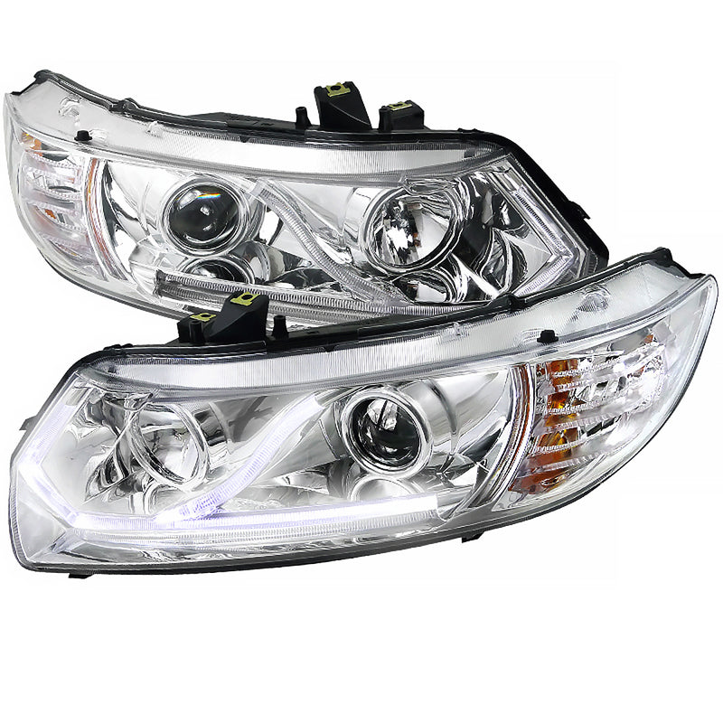 Spec-D 06-09 Honda  Civic  Led Projector Headlight Chrome Housing 2LHP-CV062-RS