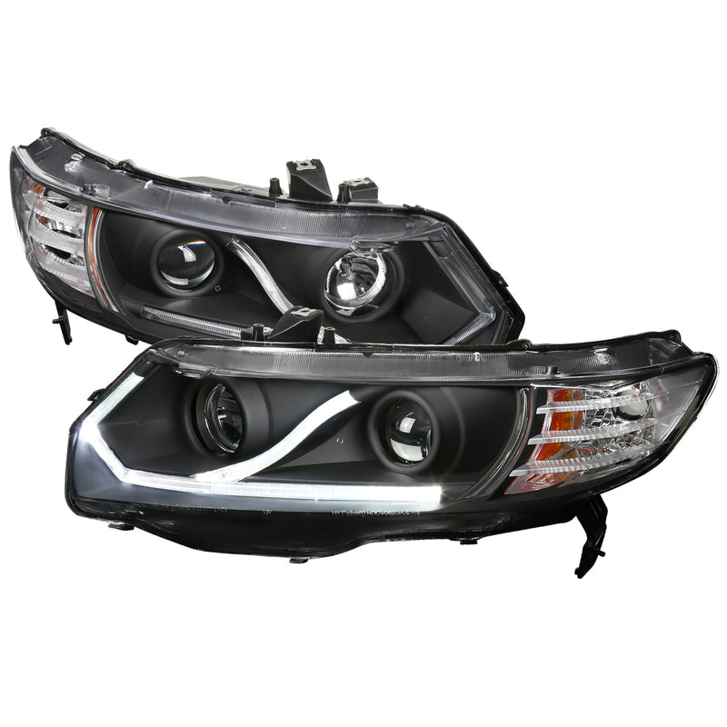 Spec-D 06-09 Honda  Civic  Led Projector Headlight Black Housing 2LHP-CV062JM-RS