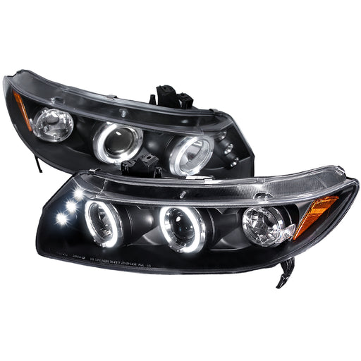 Spec-D 06-11 Honda Civic Halo Led Projector Black 2LHP-CV062JM-TM