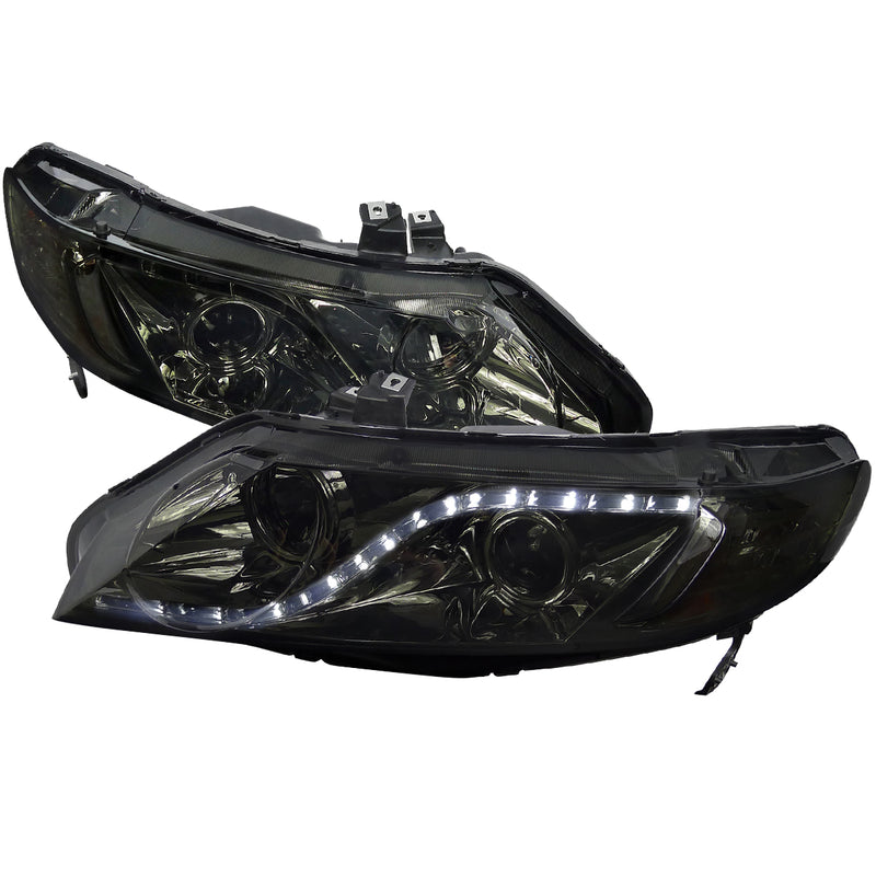 Spec-D 06-11 Honda  Civic  06-11 Honda Civic 4 Doors R8 Style Projector Headlight Smoke 2LHP-CV064G-8-RS