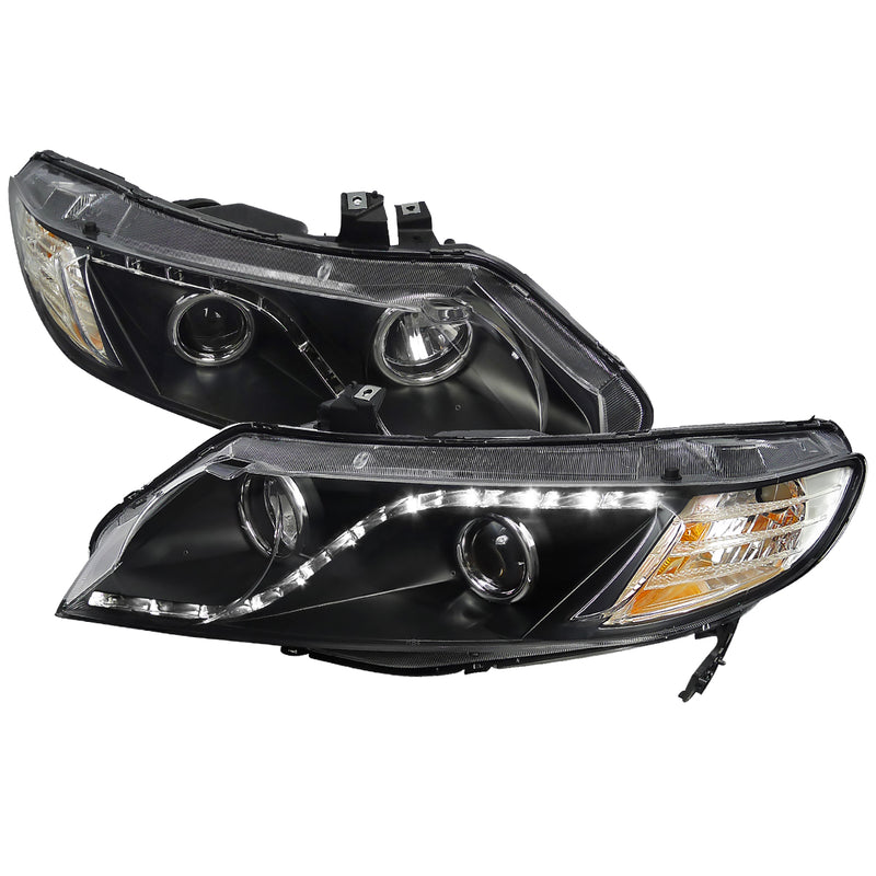 Spec-D 06-11 Honda  Civic  06-11 Honda Civic 4 Doors R8 Style Projector Headlight Black 2LHP-CV064JM-8-RS