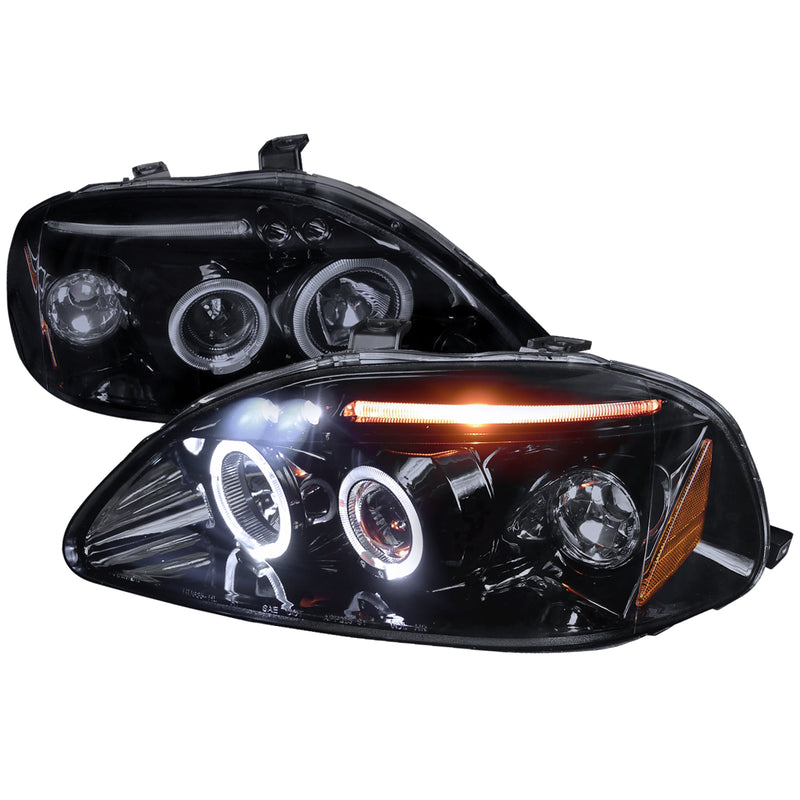 Spec-D 96-98 Honda Civic Halo Led Projector Gloss Black Housing With Smoked Lens 2LHP-CV96G-TM