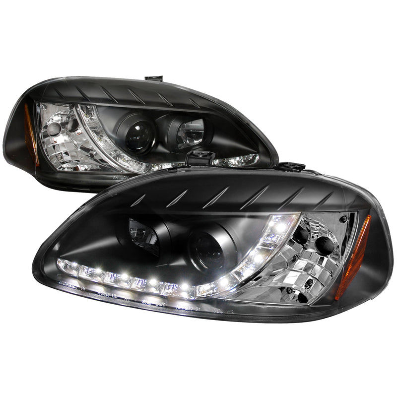 Spec-D 96-98 Honda Civic R8 Style Halo Led Projector Black 2LHP-CV96JM-8-TM