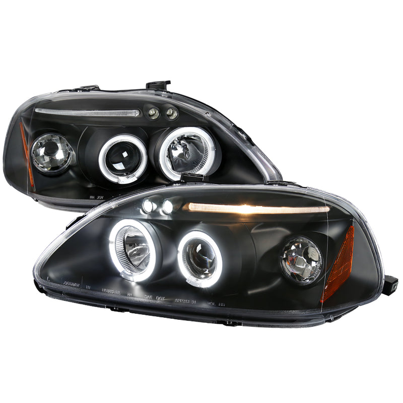 Spec-D 96-98 Honda Civic Halo Led Projector Black 2LHP-CV96JM-TM