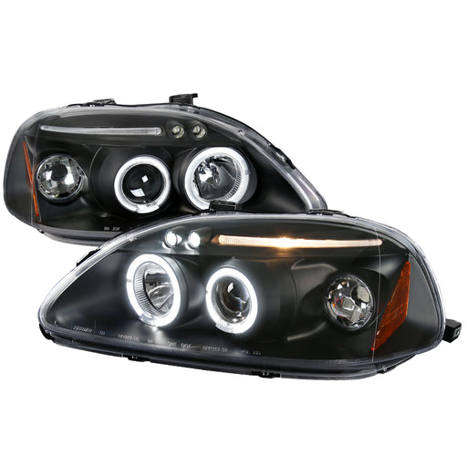 Spec-D 96-98 Honda Civic Halo Led Projector Black 2LHP-CV96JM-TM