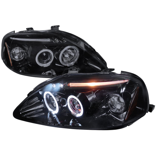 Spec-D 99-00 Honda  Civic  Smoked Lens Gloss Black Housing Projector Headlights 2LHP-CV99G-TM