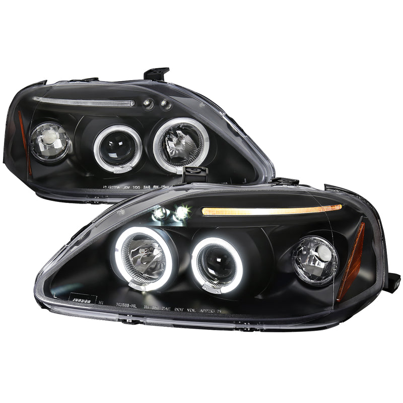 Spec-D 99-00 Honda Civic Halo Led Projector Black 2LHP-CV99JM-TM