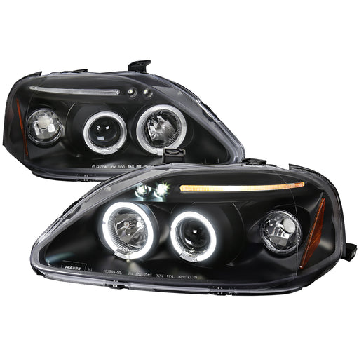 Spec-D 99-00 Honda Civic Halo Led Projector Black 2LHP-CV99JM-TM