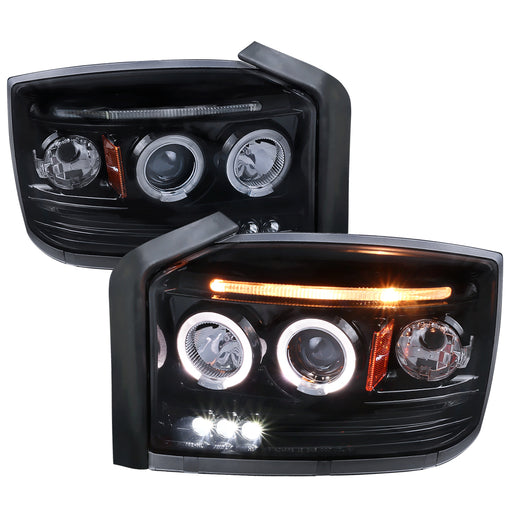 Spec-D 05-07 Dodge Dakota Halo Led Projector Smoked 2LHP-DAK05G-TM
