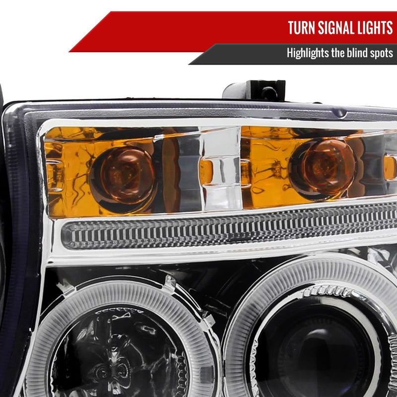 Spec-D 98-03 Dodge Durango Halo Led Projector Chrome 2LHP-DAK97-TM