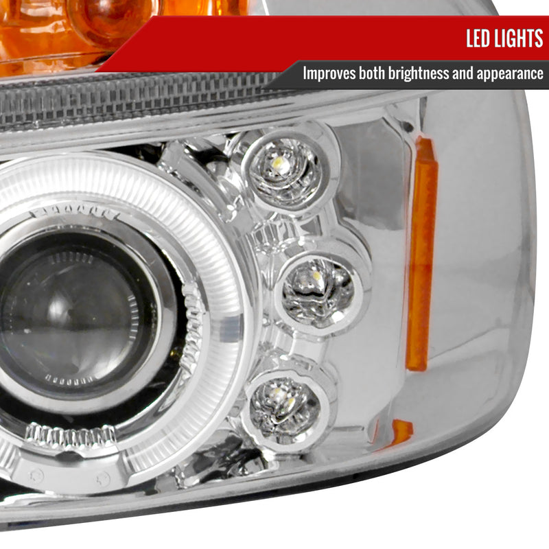 Spec-D 97-04 Dodge Dakota Halo Led Projector Chrome 2LHP-DAK97-TM