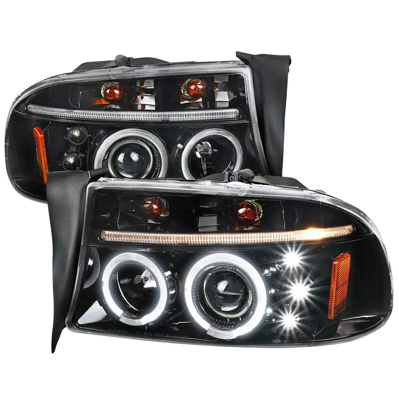 Spec-D 97-04 Dodge Dakota Durango Projector Headlight Glossy Black 2LHP-DAK97BK-TM