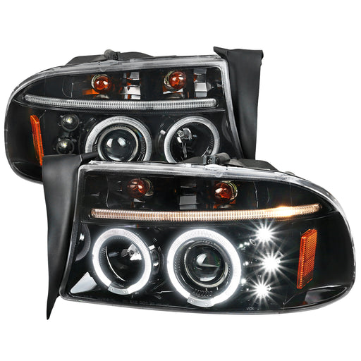 Spec-D 97-04 Dodge Dakota Durango Projector Headlight Glossy Black 2LHP-DAK97BK-TM