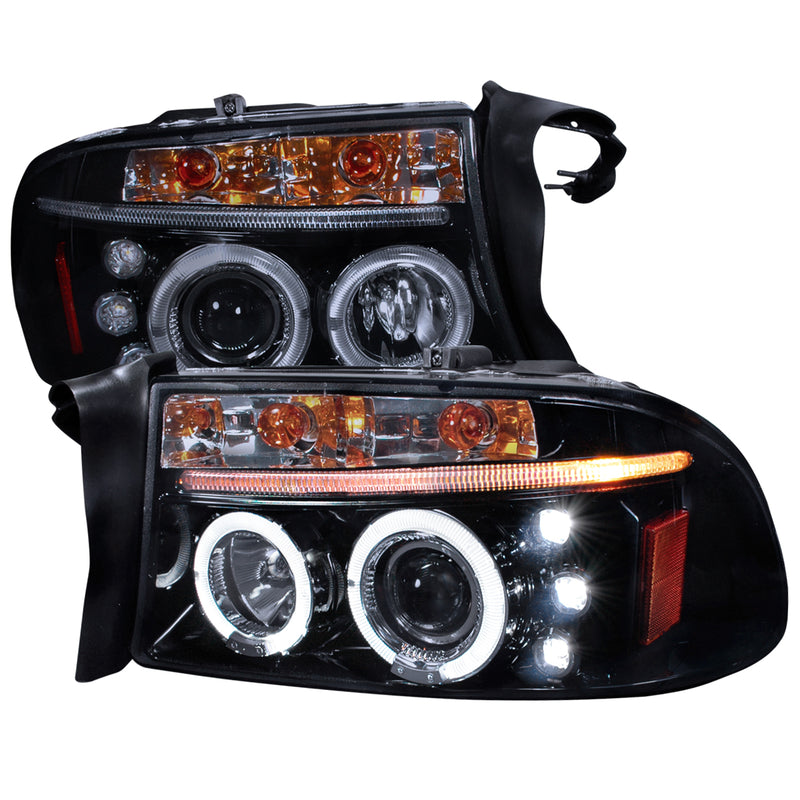 Spec-D 97-04 Dodge  Dakota  Halo Projector Headlight Gloss Black Housing Smoke Lens  2LHP-DAK97G-TM