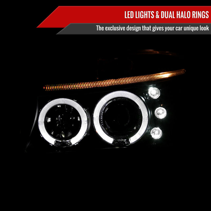 Spec-D 97-04 Dodge Dakota Halo Led Projector Black 2LHP-DAK97JM-TM